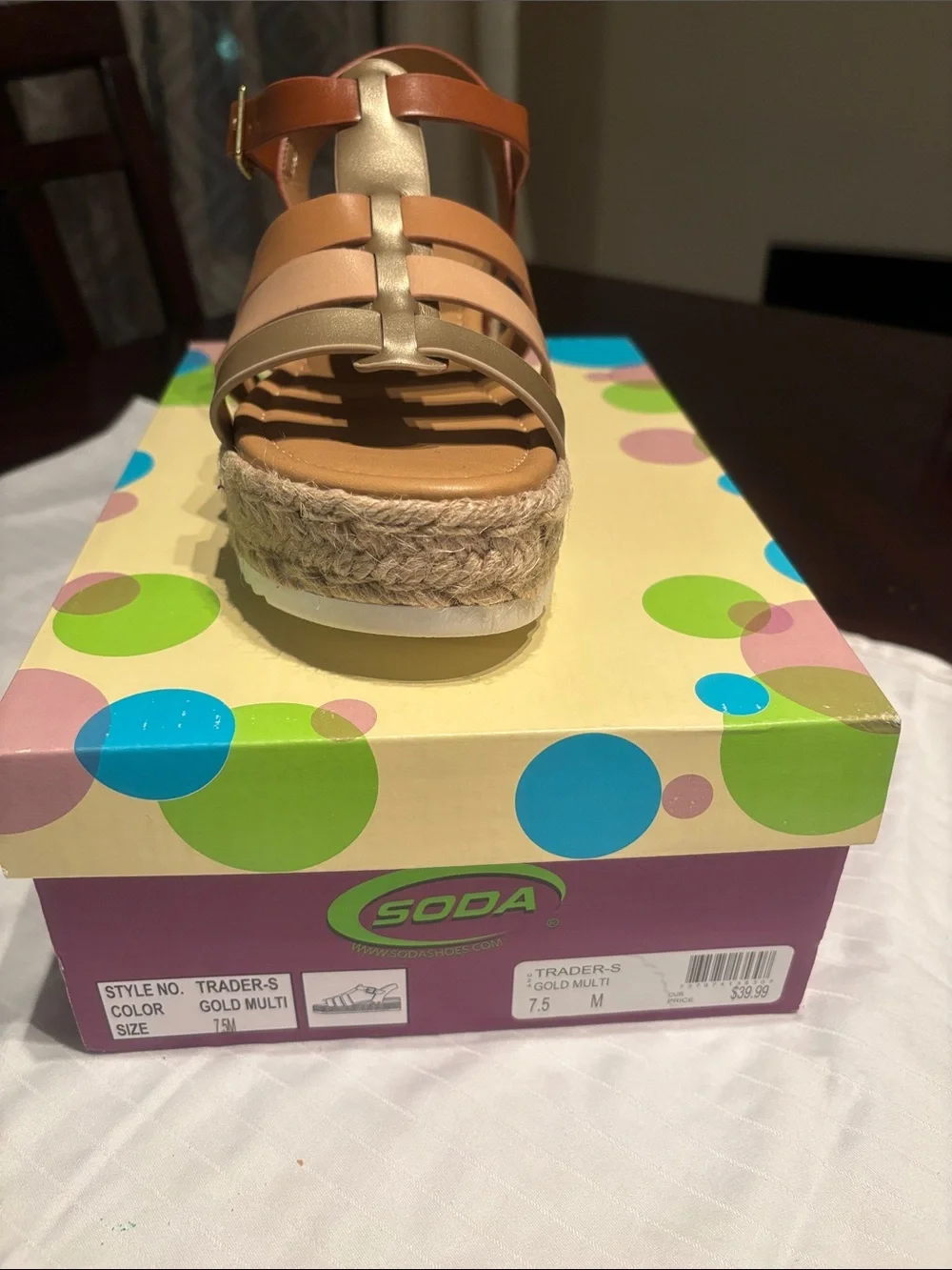 Soda Women’s Gold Multi Platform Espadrille Sandal